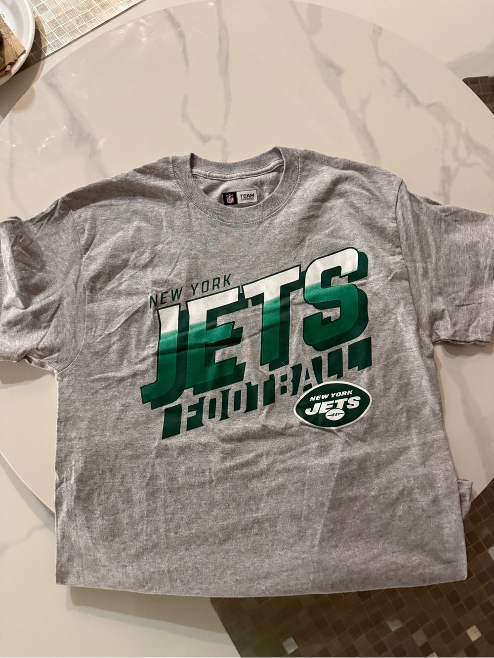 NFL New York Jets Gray and Green Short Sleeve Tee